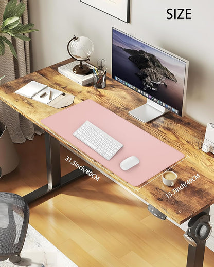 Desk Pad Mat - Leather Desk Pad Protector for Office and Home - Desk Organization and Accessories - Ideal for Large Mouse Pad and Desk Mats on Top of Desks(Pink,31.5" x 15.7")