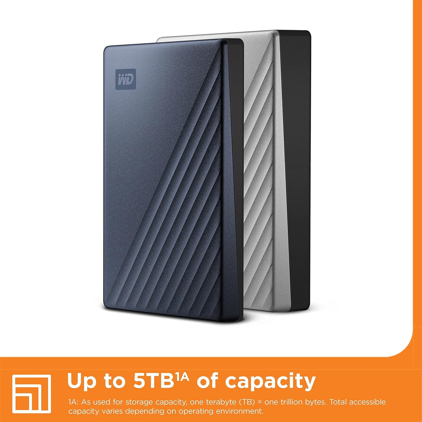 WD 2TB My Passport Ultra, Blue, Portable External Hard Drive, backup software with defense against ransomware, and password protection, USB-C and USB 3.1 - WDBC3C0020BBL-WESN