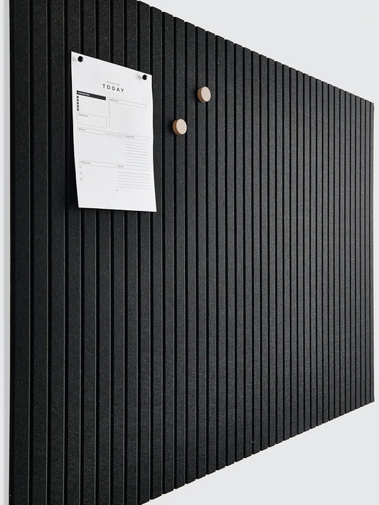 Large Cork Boards for Walls Black Felt Board Alternative - Slat Wall Paneling, Felt Bulletin Board Tiles for Office Decor, Push pin Board Office Wall Organizer -12-Pack (Black)