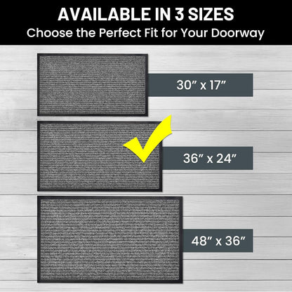 Sierra Concepts Front Door Mat Welcome Floor Mats - Entryway Indoor Outdoor Entrance Doormat, Patio, Porch, Muddy Shoe, Inside Outside Low Profile, Large 36x24 inches, 2-Pack Gray