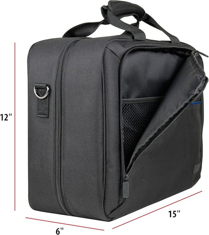 USA Gear Projector Carrying Case, Customizable Scratch Resistant Interior, HDMI Projector Bag Compatible with Epson, Benq and More Bluetooth (15 x 12 x 3 inches) - Blue