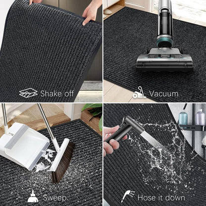 Vicwe Indoor Outdoor Door Mat,4'x8' Heavy Duty Front Door Mat, Non-Slip Washable Doormats Entrance Mats, Dirt Resistant and Absorbent Doormat, Commercial Outdoor Entrance Floor Mat for Home Office