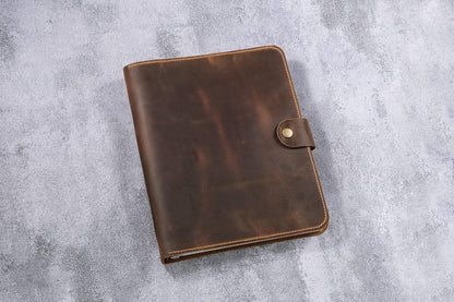Leather business portfolio 3 ring binder for letter size 3 hole refill paper/leather organizer folder for 8.5 x 11 refillable paper