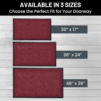 Sierra Concepts Front Door Mat Welcome Floor Mats - Entryway Indoor Outdoor Entrance Doormat, Patio, Porch, Muddy Shoe, Inside Outside Low Profile, 30x17 inches, 2-Pack Red