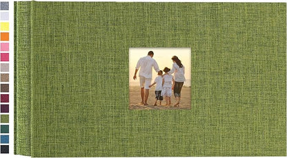 potricher Small Photo Album 4x6 100 Photos Linen Cover Picture Photo Book for Family Wedding Anniversary Baby Vacation (Green,100 Pockets)