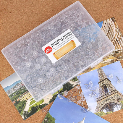 Push Pins 400-count Flat Clear Thumb Tacks Steel Point and Plastic Head for Corkboard and Wooden Photo Wall