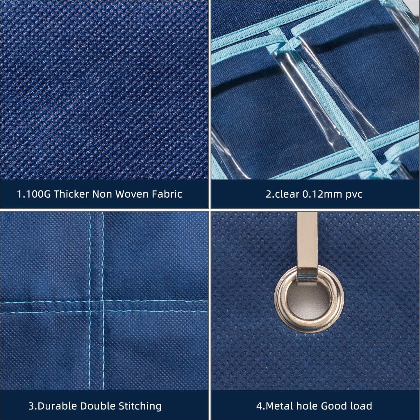 36 Clear Pockets Classroom Pocket Chart for Cell Phone and Calculator Holder, Door Hanging Pocket Chart for Classroom Phone Holder with Number Sticker and Hooks (Blue)