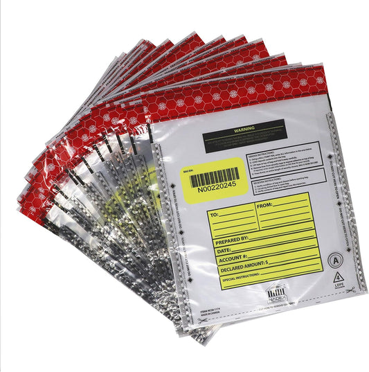 Nadex 9 x 12 Inch Tamper Evident Bank Deposit Bags with FRAUDSTOPPER Level 4 Security, 50 Pack (Clear)