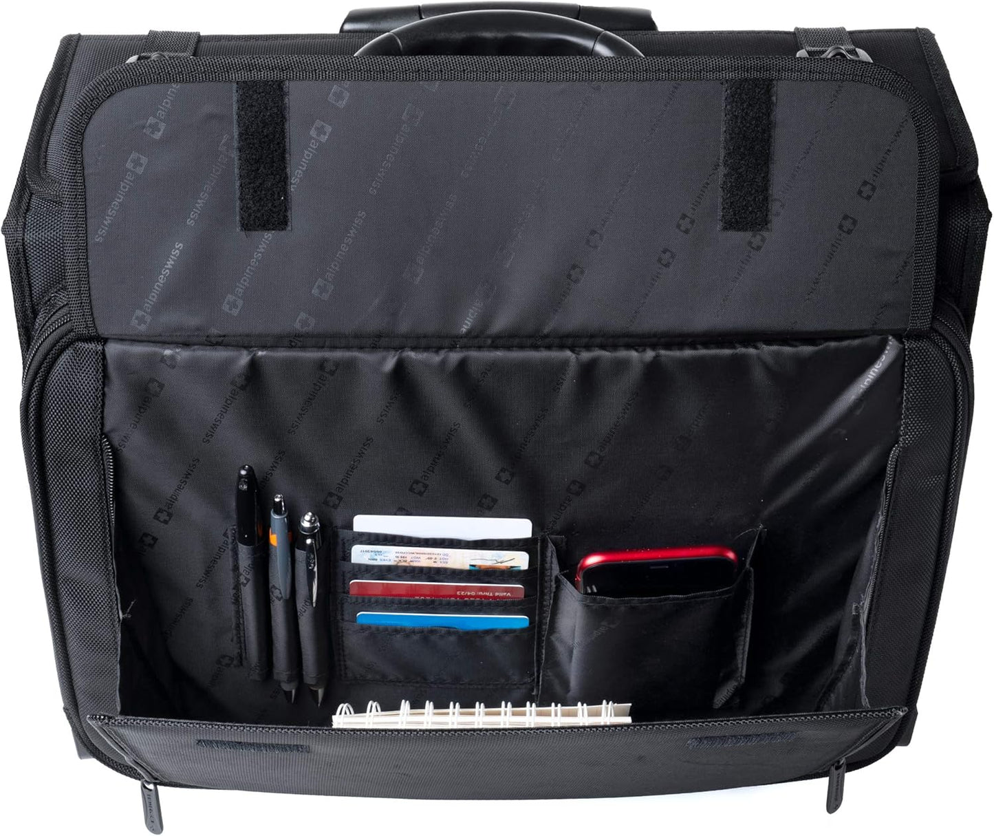 Alpine Swiss Rolling Briefcase | Laptop Bag For Men & Women | Hard Side Catalog Case on Wheels | Legal Size File Dividers | Lawyers Attache Case | Carry-On Overnight Business Travel Bag