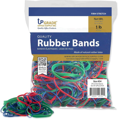 Upgrade Office Supply UPG23454CS Rubber Bands, Assorted Size and Color, 1 lb Bags, 20 Pack Case, USA