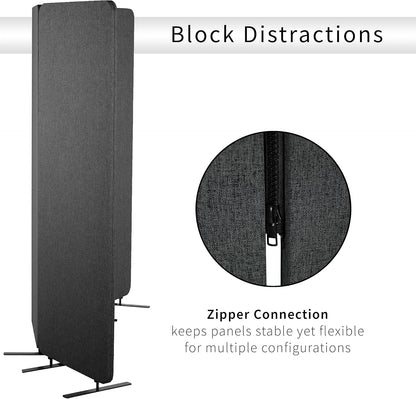 VIVO Freestanding 72 x 66 inch Privacy Panel, Cubicle Divider, Acoustic Wall Partition, x3 24 inch Panels, Dark Gray, PP-3-T072D