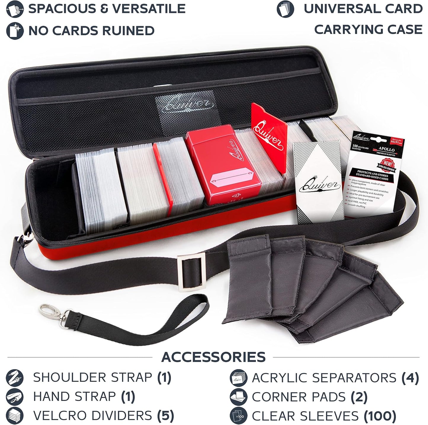 Quiver Time 's Red Card Case, Perfect for MTG Deck, Premium Storage Box, for Trading Cards, and Playing Card Storage, Ideal for Carrying Magic The Gathering and Game TCG Enthusiasts Recommended
