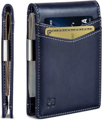 SERMAN BRANDS Money Clip Wallet - Mens Wallets slim Front Pocket RFID Blocking Card Holder Minimalist Mini Bifold