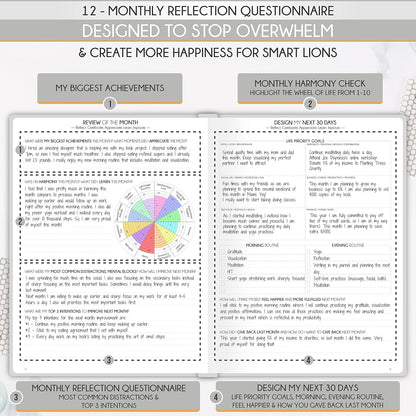 Life Planner - Undated Daily, Weekly & Monthly Planner with Budget Section | A 12 Month Journey to Increase Productivity & Happiness | Life Organizer & Gratitude Journal - Horizontal Format