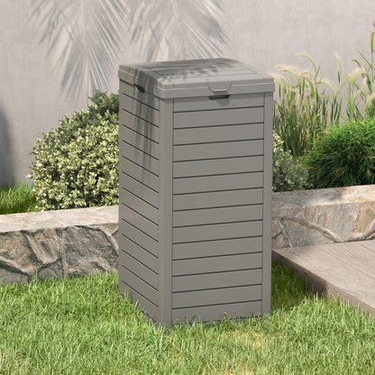 Outdoor Trash Can, 31 Gallon Garbage Can with Tiered Lid and Drip Tray, Waterproof Resin Patio Waste Bin for Garden, Backyard, Deck