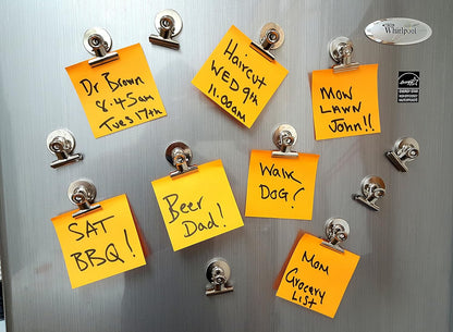 Mini Silver Refrigerator Magnet Hook Clips for Holding Photographs, Holding Business Cards, Office Organizing, Memo Note Clips (16)