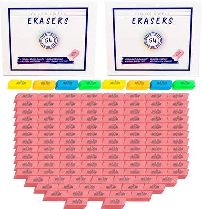 Color Swell Bulk Pink Erasers - 108 Pack of Neon and Pink Erasers - Perfect for Offices, Classroom, Kids, Students, Families, and Donations