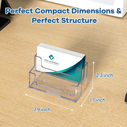 Acrylic Business Card Holder for Desk, Clear Plastic Business Card Stand with 2 Tier, Multiple Business Display Holder for Exhibition, Office and Hotel, 2 Pack