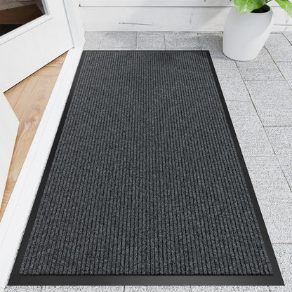Front Door Mat, 3' x 5' Heavy Duty Indoor Outdoor Welcome Mat for Entryway, Commercial Floor Entrance, Low Profile, Non-Slip, Durable Rubber Backing for Entry, Patio, Home