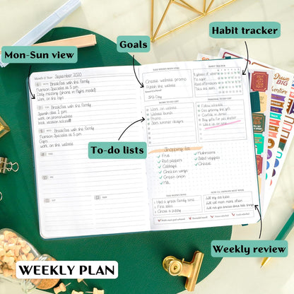 Legend Planner – Weekly & Monthly Life Planner to Hit Your Goals & Live Happier. Organizer Notebook & Productivity Journal. A5 (Dark Teal)
