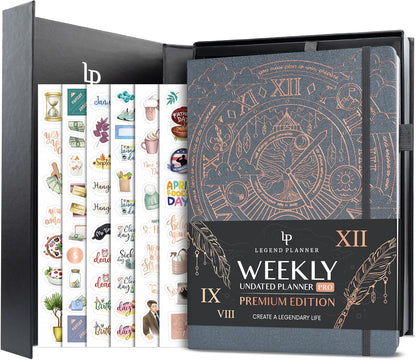 Legend Planner PRO Premium – Large Undated Weekly, Monthly & Budget Planner with Habit Tracker – Life Organizer for Time & Task Management, Goal Setting & Productivity – A4 size (Mystic Gray)