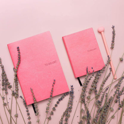 Daily to Do Checklist Notebook, Task Management, Organizer Planner, Hardcover, Ribbon Bookmark, 5.8 x 8.3”, A5 size, 110 Sheets (Pink)