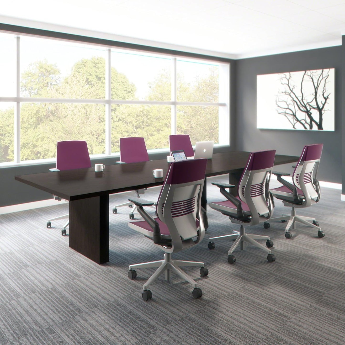 Steelcase Gesture Office Chair - Ergonomic Work Chair with Wheels for Carpet - Comfortable - Intuitive-to-Adjust for Desk - 360-Degree Arms - Concord Purple Fabric