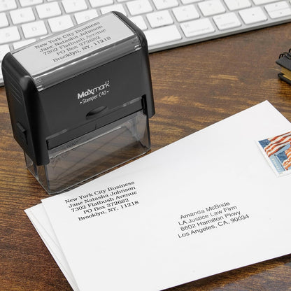Custom Self Inking Rubber Stamp - Up to 5 Lines of Text - Choose from 15 Ink Colors - Large Size