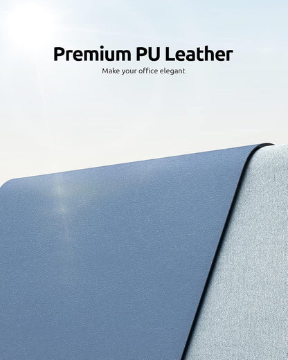 YSAGi Leather Desk Protector, Office Mat, Large Mouse Mat, Non-Slip PU Leather Blotter, Laptop Desk, Waterproof Writing Pad for Office and Home (Blue, 23.6" x 13.8")
