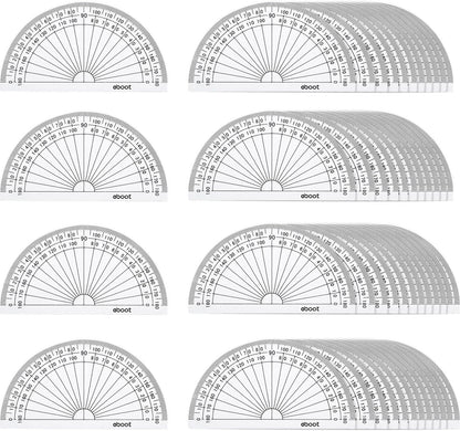 EBOOT 50 Pcs Math Protractors Plastic Protractor 180 Degrees, 4 Inches(Clear)