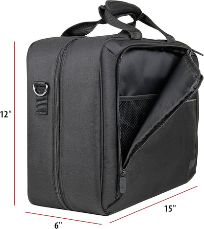 USA Gear Projector Carrying Case, Customizable Scratch Resistant Interior, HDMI Projector Bag Compatible with Epson, Benq and More Bluetooth (15 x 12 x 3 inches) - Black