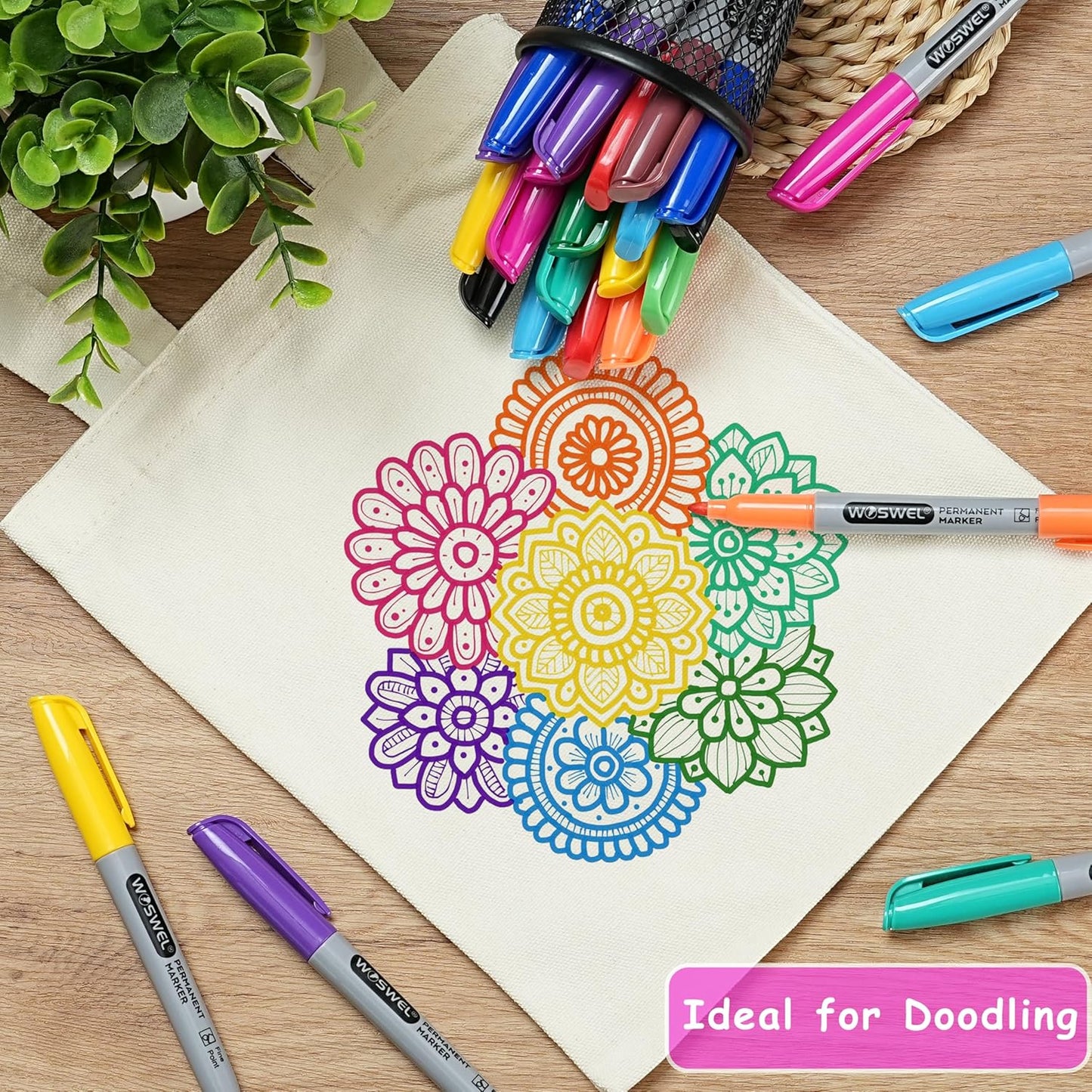 Permanent Markers Bulk, 144 Pack Permanent Marker Set, 12 Assorted Colors, Fine Point Tip, Fast Dry, Waterproof, work on Plastic, Glass, Metal, Wood and Stone, Perfect for School, Office, Home