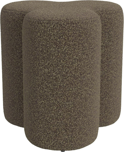 HomePop Upholstered Clover Shaped Ottoman Home Décor|Foot Rest Ottoman - Dark Brown Boucle