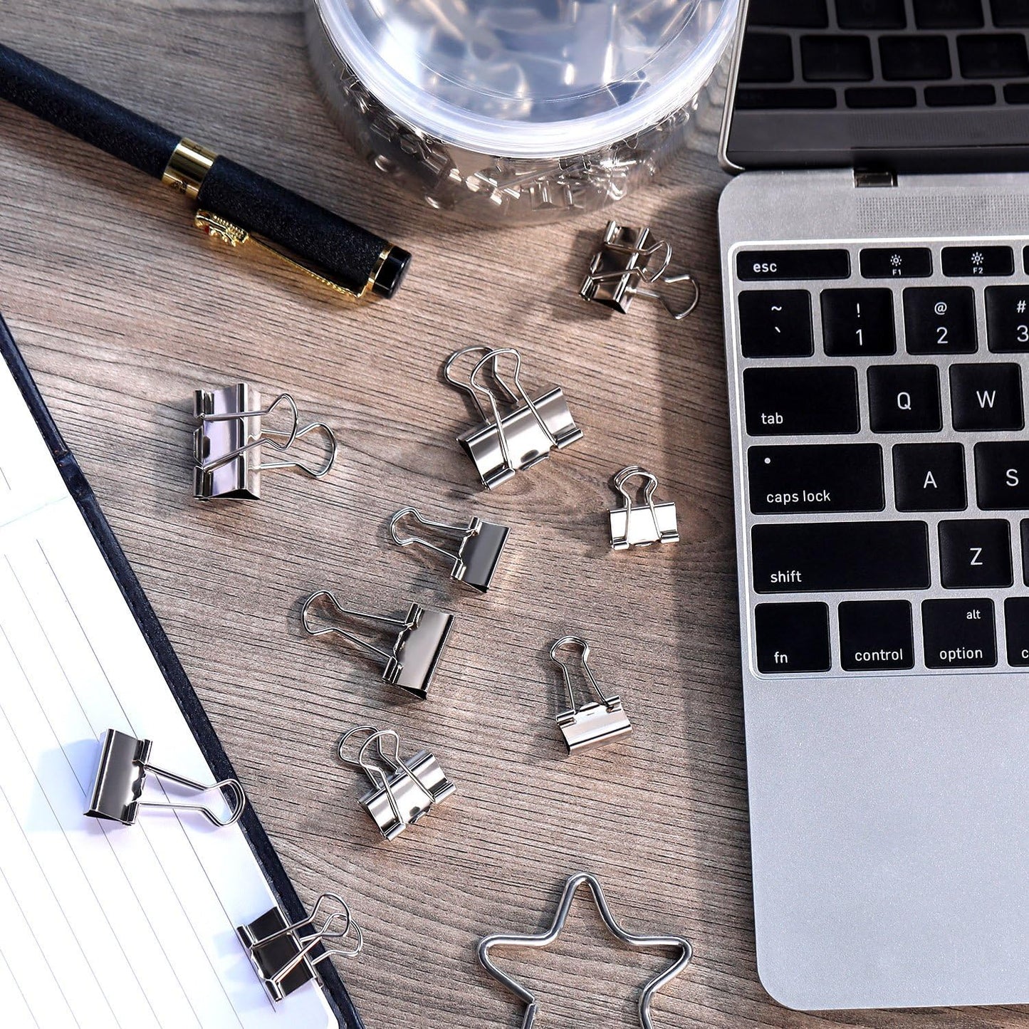 TecUnite 150 Pcs Binder Clips Assorted Sizes Silver Paper Clamps Clips Large Medium Small Office Supplies