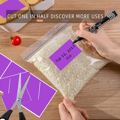 PARLAIM 3" x 5" Rectangle Color Code Stickers,500 per Dispenser Box Roll Labels,Adhesive Roll Square Label Stickers for Inventory (Purple)