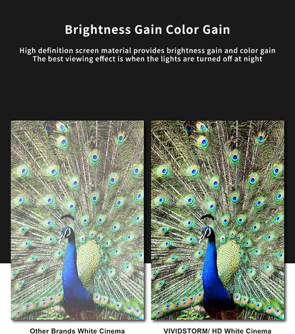 VIVIDSTORM-Movie Screen S 120inch Motor Rollable Foldaway Portable Screen with White Cinema PVC, 4k 3D HD Gaming/Office Room,Compatible with Standard Projector,VWSDSTW120H