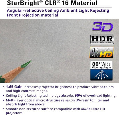 Elite Screens 123" Fixed Frame Projector Screen 16:9, 4K/8K UHD, Edge-Free ALR, 1.65 Gain, 90% Ceiling Light Rejecting, AR123H2-SBCLR16