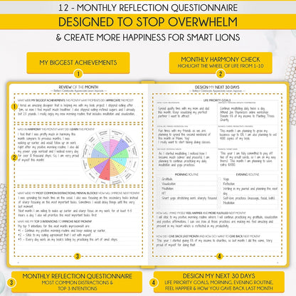 Life Planner - Undated Daily, Weekly & Monthly Planner with Budget Section | A 12 Month Journey to Increase Productivity & Happiness | Life Organizer & Gratitude Journal - Horizontal Format