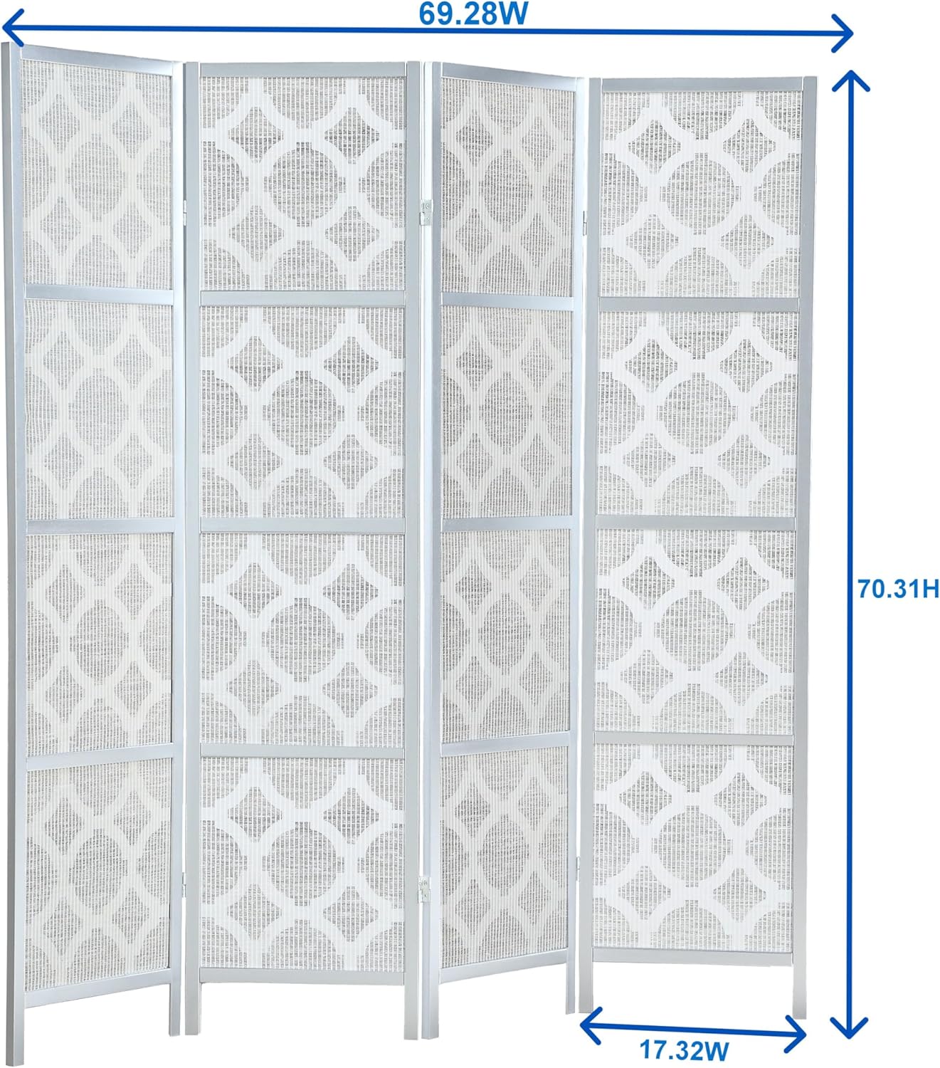 NicBex Room Divider 4 Panel Room Dividers with Quarterfoil Diamond Design Partition Room Dividers and Folding Privacy Screens Wall Divider for Home, Room Separation,69.28"W x 17.32"D x 70.31"H, Gold
