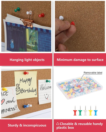 PAPERPAL 280 Assorted Color Push Pins for Cork Board, Colorful Thumb Tacks for Wall Hangings, Pushpins for Office School & Personal Use, Standard Size Push Pin Tacks