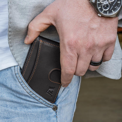 Kings Loot Money Clip Slim Minimalist Wallet for Men – RFID Blocking Leather Design with Money Clip – Front Pocket Bifold Holds 12 Cards – Stylish & Compact Wallets (Truffle)