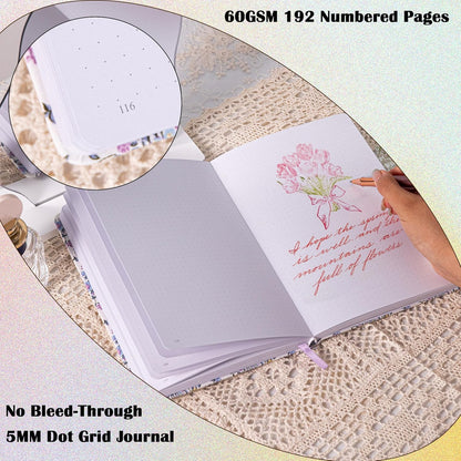 TIEFOSSI Dotted Journal Notebook for Women, A5 Dotted Grid Notebook for Writing, 190 Pages Thick Paper, Travel Daily Journal, for Work Home School, Note Taking, Business, 8.4 X 5.8 In