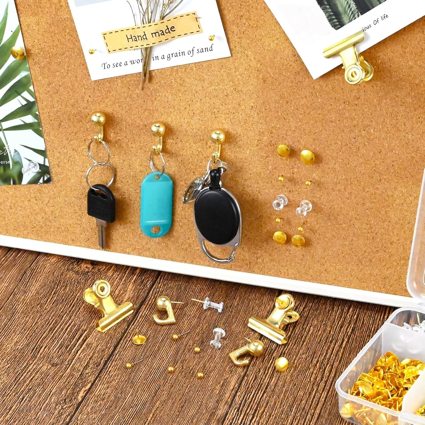 350 Pcs Gold Push Pins Set 5 Styles Decorative Thumb Tacks Assorted Push Pins for Bulletin Board, Cork Board