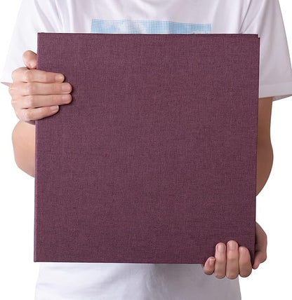 Large Photo Album Self Adhesive 4x6 5x7 3x5 8x10 Scrapbook Magnetic Album DIY Scrap Book Length 13 x Width 12.8 (Inches) 120 Black Sticky Pages Linen Cover DIY Photo Album(Purple)