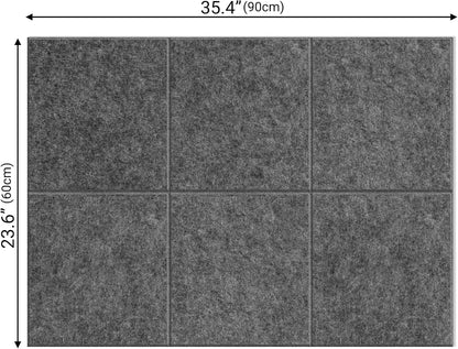 AKTOP Cork Board Bulletin Board 24"x36", 6 Pack Removable Felt Cork Board Tiles for Wall, Large Corkboard Notice Pin Board for Office, School & Home,24 Safe Adhesive Tabs, 20 Push Pins, Dark Grey