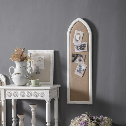 SOFE Arched Long Framed Bulletin Board for Wall, 39 × 12 Inches Fabric Pin Board, Decorative Rustic Dream Boards/Vision Boards, Message Picture Display Board/Wall Decor for Office Home