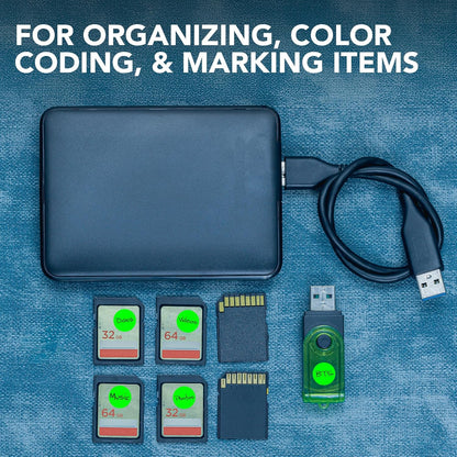 Perco Fluorescent Green 1/2-Inch Round Circle Dot Sticker Labels with Easy Peel Perforation - 3,000 Labels per Roll - Strong Adhesion, Vibrant Colors for Organizing, Crafting & More - Made in USA