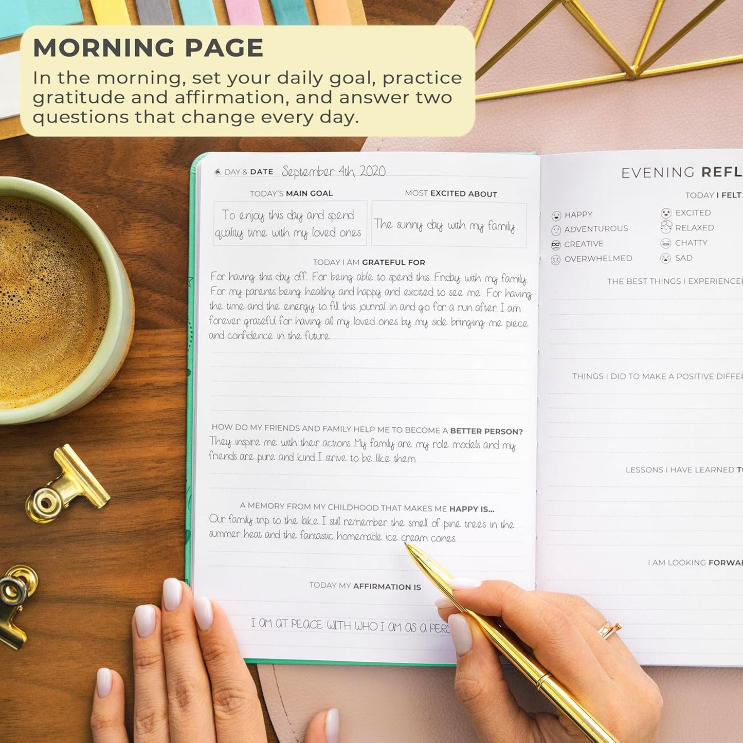 Clever Fox Gratitude Journal – Happiness, Positivity & Affirmation Daily Journal – Inspirational Daily Notebook – 3 Months, A5 (Mint)