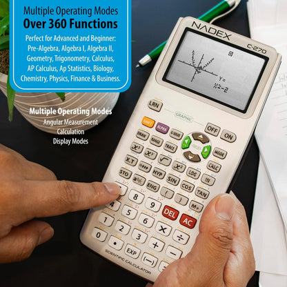 Scientific Calculator with Graph Functions for College and High School Students, Engineering, Advanced Mathematics, Calculus, Algebra, Geometery, Trigonometry, Statistics, Physics, Chemistry - Silver