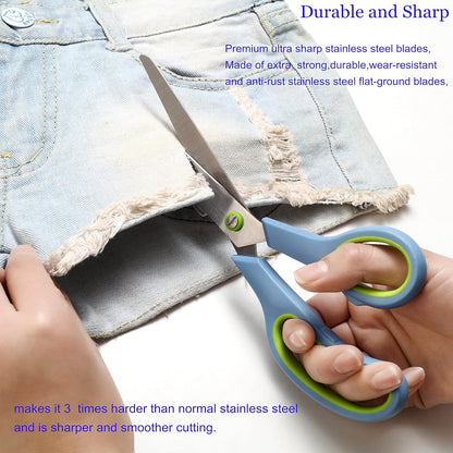 Scissors All Purpose,Scissors Set of 5,Premium Stainless Steel Sharp Blades Soft Comfort-Grip Handles Suitable for School,Office Supplies and Family Daily Use